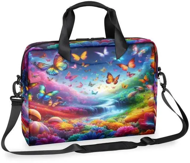 Main image of Laptop Bag butterfly flower colorful Laptop Satchel Briefcase Adjustable shoulder Carrying for 15 inch-16 inch Laptop