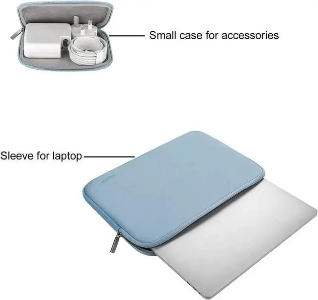 Alt view image 3 of 5 - MOSISO Compatible with MacBook Air 13 inch Case 2018-2020 Release A2337 M1 A2179 A1932, Plastic Hard Case & Neoprene Sleeve Bag with Small Case, Airy Blue
