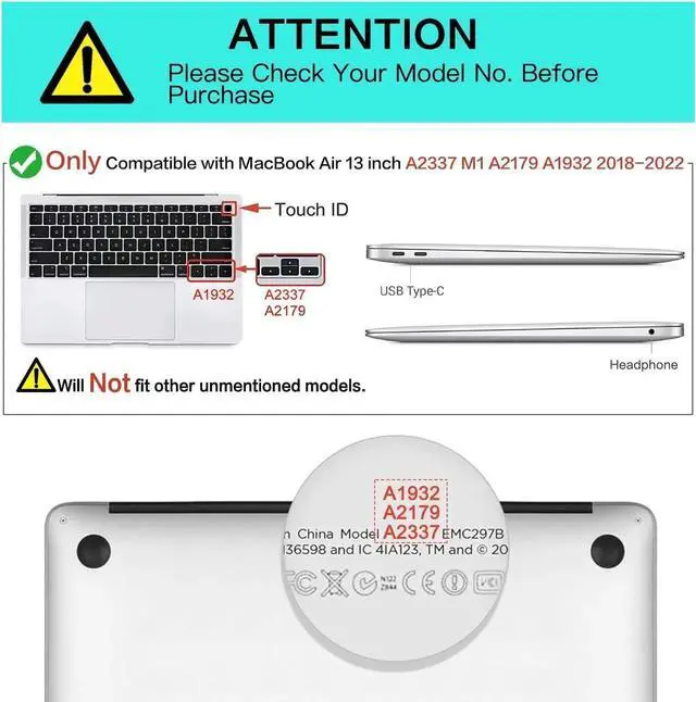Alt view image 2 of 5 - MOSISO Compatible with MacBook Air 13 inch Case 2018-2020 Release A2337 M1 A2179 A1932, Plastic Hard Case & Neoprene Sleeve Bag with Small Case, Airy Blue
