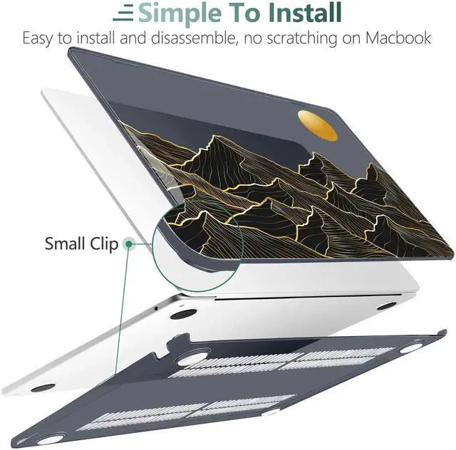 Alt view image 3 of 5 - TWOLSKOO for M4 MacBook Air 13.6 inch Case 2025-2022 Release M4 A3240 M3 A3113 M2 A2681, Plastic Hard Shell & Screen Protector & Keyboard Cover & Trackpad Film, Golden Mountain