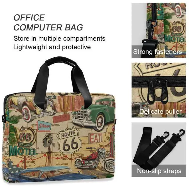 Alt view image 5 of 5 - susiyo Vintage Route 66 Poster Laptop Bag Briefcases Messenger Shoulder Bags for 15.6 inch Laptop