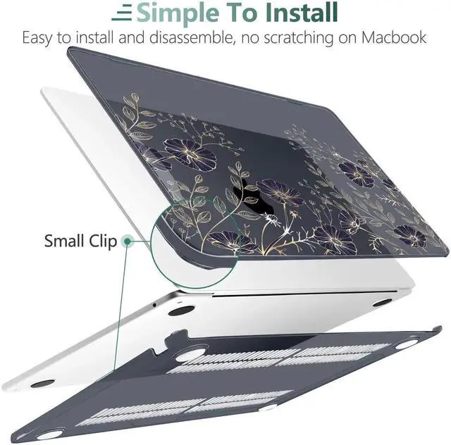 Alt view image 5 of 5 - TWOLSKOO Compatible with M4 MacBook Air 13.6 inch Case 2025-2022 Release M4 A3240 M3 A3113 M2 A2681, Plastic Hard Shell & Keyboard Cover & Type C Adapter & Screen Protector, Golden Flowers