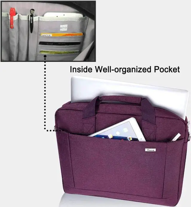 Alt view image 2 of 5 - Voova Laptop Bag Case 15 15.6 16 Inch, Computer Sleeve Messenger Bag with Shoulder Strap Expandable Waterproof Business Briefcase for Women Ladies to Work Travel School, Fit 14-16 Inch Laptop,Purple