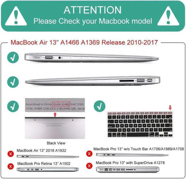 Alt view image 2 of 5 - Mektron for MacBook Air 13 Case A1466 A1369, [Heavy Duty] [Dual Layer] Hard Case Cover with TPU PC Bumper for MacBook Air 13.3-inch (2010-2017) w/Keyboard Cover Screen Protector, Avocado Green
