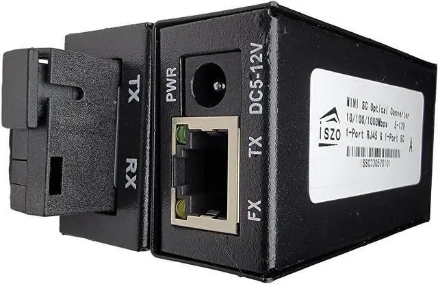 Main image of iszo 1Pair Mini Gigabit Transceiver, Media Converter, A/B Optic Transceiver, SC 1.25G, RJ45 10/100/1000Mbps, 20km, Small Size, Fiber to Ethernet, Fiber Media Converter DC 5-12V, Plug and Play.