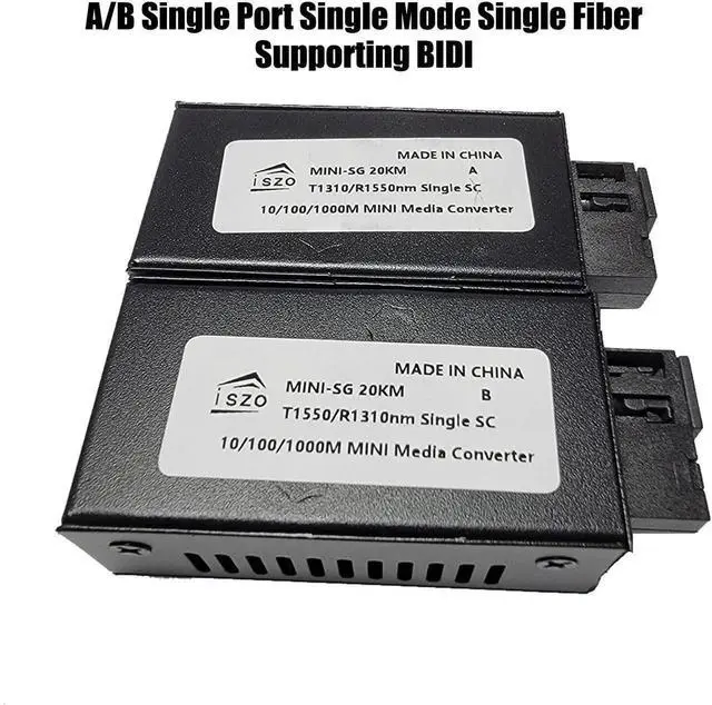 Alt view image 5 of 5 - iszo 1Pair Mini Gigabit Transceiver, Media Converter, A/B Optic Transceiver, SC 1.25G, RJ45 10/100/1000Mbps, 20km, Small Size, Fiber to Ethernet, Fiber Media Converter DC 5-12V, Plug and Play.