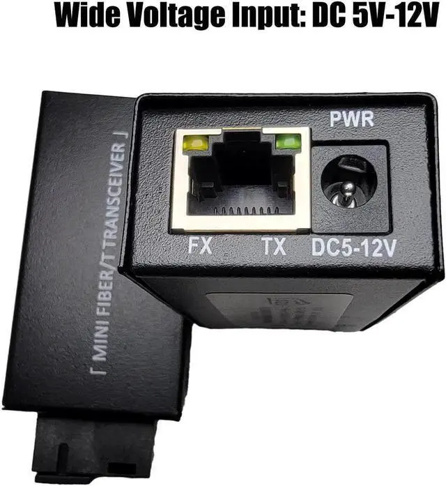 Alt view image 4 of 5 - iszo 1Pair Mini Gigabit Transceiver, Media Converter, A/B Optic Transceiver, SC 1.25G, RJ45 10/100/1000Mbps, 20km, Small Size, Fiber to Ethernet, Fiber Media Converter DC 5-12V, Plug and Play.