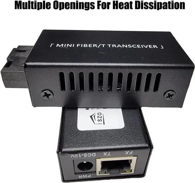 Alt view image 2 of 5 - iszo 1Pair Mini Gigabit Transceiver, Media Converter, A/B Optic Transceiver, SC 1.25G, RJ45 10/100/1000Mbps, 20km, Small Size, Fiber to Ethernet, Fiber Media Converter DC 5-12V, Plug and Play.