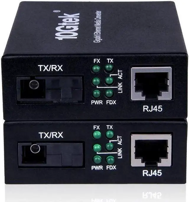 Main image of ipolex A Pair of Gigabit Ethernet Single-Mode SC Fiber Bidi Media Converter, Built-in BiDi SFP B LX Fiber Module, 1310/1550nm, SMF, up to 20KM, SC Fiber to 10/100/1000Base-TX (UTP/STP/Cat5e/Cat6 RJ45)