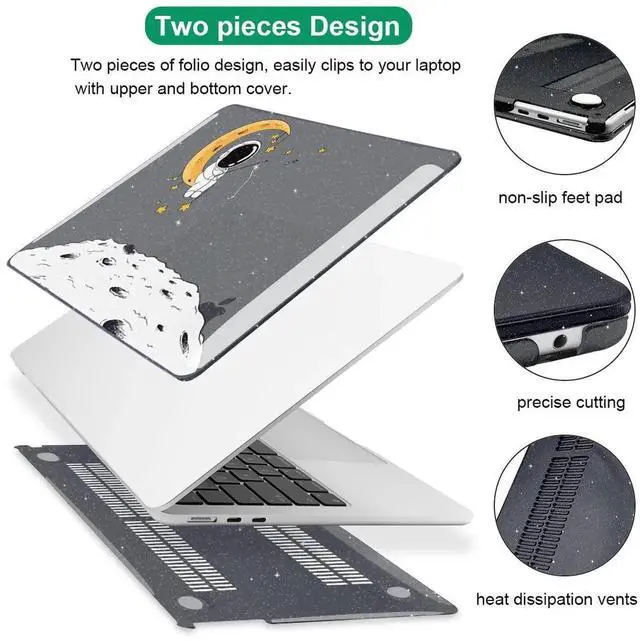 Alt view image 4 of 5 - LCMOCICO Compatible with MacBook Air 15 inch Case 2025 2024 2023 Release Model M4 A3241 A3114 M3 A2941 M2 with Liquid Retina Display & Touch ID, Shiny Plastic Hard Shell Cover, Astronaut Moon