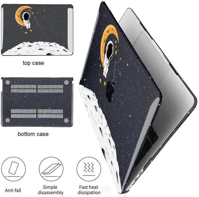 Alt view image 3 of 5 - LCMOCICO Compatible with MacBook Air 15 inch Case 2025 2024 2023 Release Model M4 A3241 A3114 M3 A2941 M2 with Liquid Retina Display & Touch ID, Shiny Plastic Hard Shell Cover, Astronaut Moon