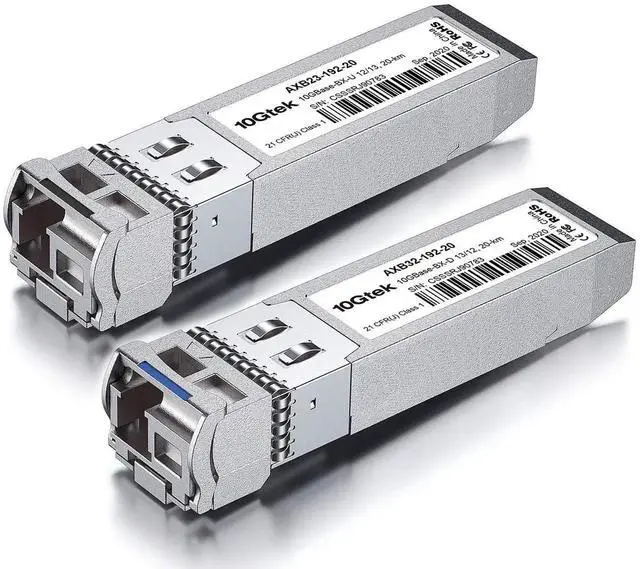 Main image of 10Gtek a Pair of 10G SFP+ Bidi Transceiver, LC Single-Mode Single Fiber Module, 10GBASE-BX20-U 10GBASE-BIDI 1270nm/1330nm for Juniper EX-SFP-10GE-BX23-20/EX-SFP-10GE-BX32-20, DOM, 20km