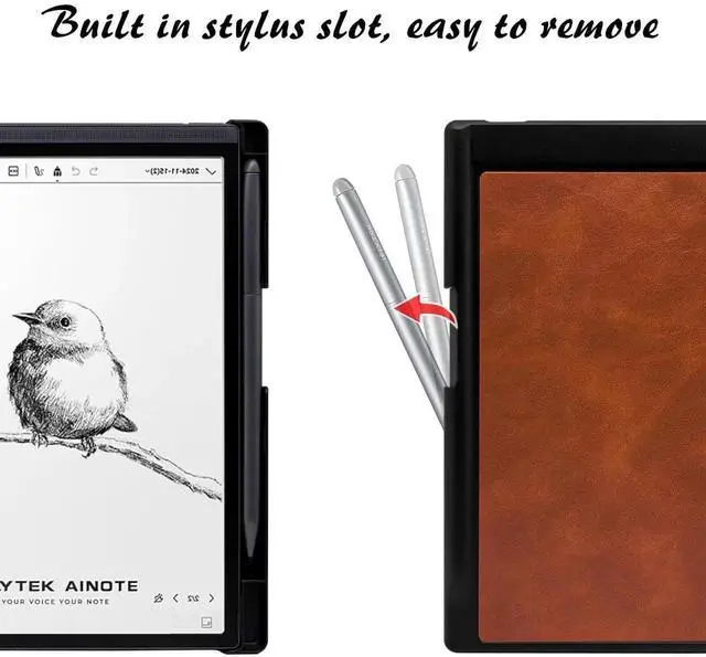 Alt view image 5 of 5 - UMUBUHOMS Case for iFLYTEK AINOTE Air 2 Note-Taking Tablet 8.2", Premium PU Leather Ultra-Slim & Lightweight Durable Protective Folio Cover with Pen Holder Auto Sleep/Wake (Brown)