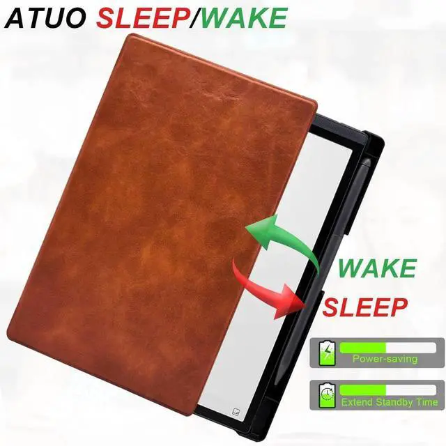 Alt view image 3 of 5 - UMUBUHOMS Case for iFLYTEK AINOTE Air 2 Note-Taking Tablet 8.2", Premium PU Leather Ultra-Slim & Lightweight Durable Protective Folio Cover with Pen Holder Auto Sleep/Wake (Brown)