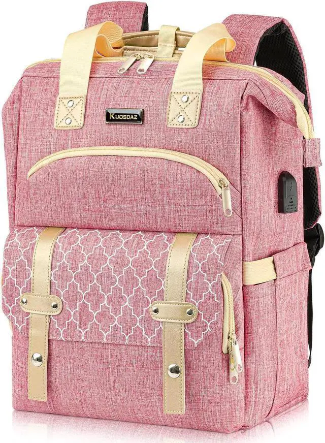 Main image of Kuosdaz Laptop Backpack for Women, School Backpack for Girls, 15.6 Inch Laptop Bag with USB Port, Wide Open Large Backpack Purse, Back Pack Work College Business Student Teacher Nurse, Pink