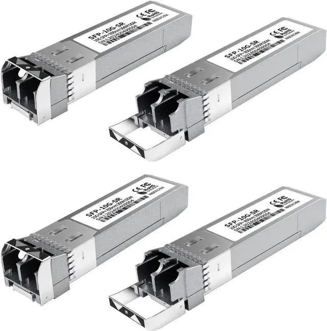 Main image of 4PCS 10GBase-SR SFP+ Module, Multi-Mode LC Ethernet Transceiver, 10G 850nm MMF up to 400m, Compatible with Cisco SFP-10G-SR, Meraki, Ubiquiti UF-MM-10G, Mikrotik, Netgear, HPE, TP-Link, Aruba and More