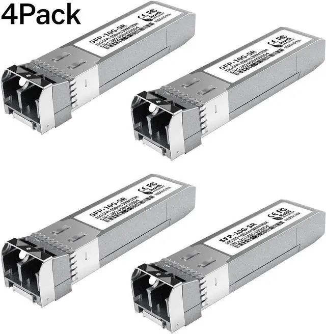 Alt view image 5 of 5 - 4PCS 10GBase-SR SFP+ Module, Multi-Mode LC Ethernet Transceiver, 10G 850nm MMF up to 400m, Compatible with Cisco SFP-10G-SR, Meraki, Ubiquiti UF-MM-10G, Mikrotik, Netgear, HPE, TP-Link, Aruba and More
