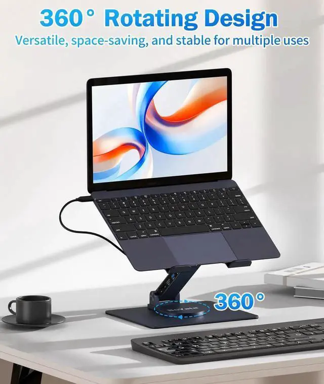 Alt view image 2 of 4 - BoYata USB-C Laptop Docking Stand, 9 in 1 Aluminum USB C Dock Tablet Stand with 4K HDMI, 3 USB 3.0, PD 100W, Portable Docking Station for MacBook Pro/Air/Dell/HP/Surface/Lenovo, Plug and Play