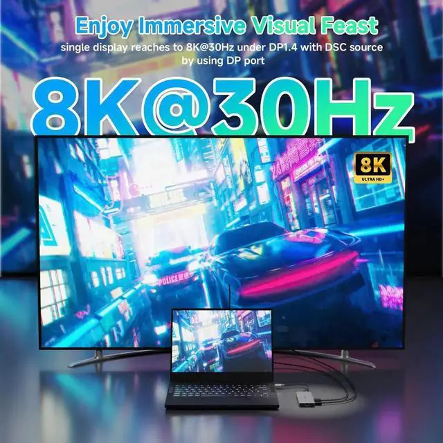 Alt view image 3 of 5 - Docking Station Dual Monitor, WAVLINK Displayport Docking Station with Dual DP, HDMI, 100W PD in, 10Gbps USB A/C, 2.5G Ethernet Port for Dell/HP/Lenovo etc, Windows Systerm Computer Only