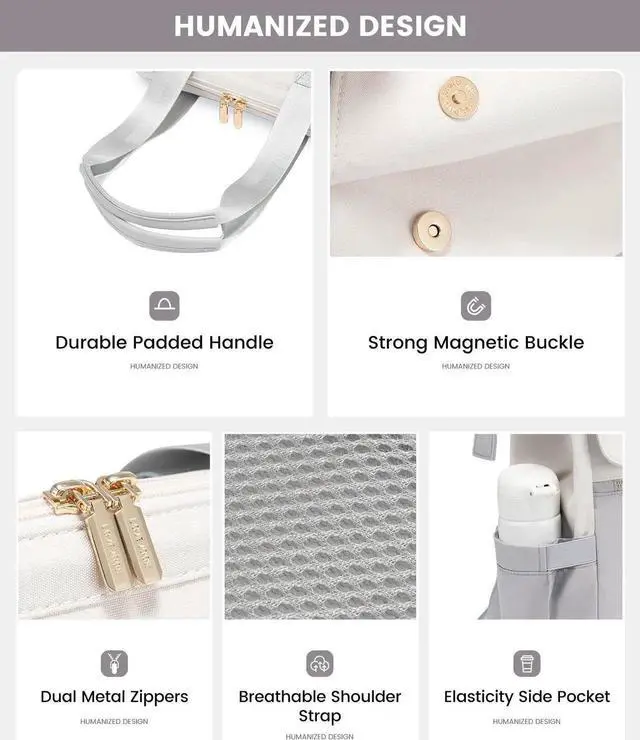 Alt view image 2 of 5 - LOVEVOOK Laptop Backpack for Women, 15.6 Inch Work Laptop Bag with USB Port, Fashion Teacher Nurse Backpack Purse, Waterproof Travel Computer Backpack with Organizer Bag, 2PCS, Beige-Light Grey