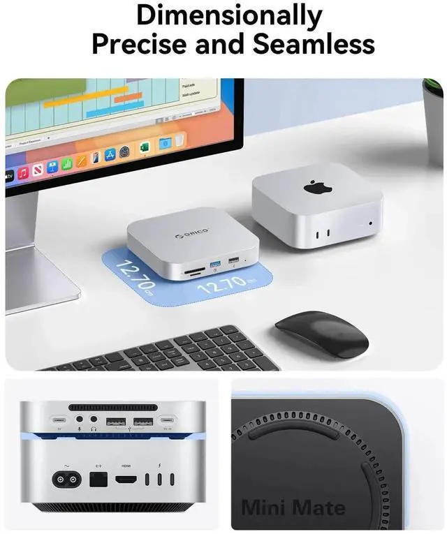 Alt view image 5 of 5 - ORICO MiniMate SE Mac mini M4 1TB Storage & Docking Station, External SATA SSD (Non-Removable) 5Gbps(480MB/s), USB A*4, USB-C, SD/TF 3.0, 3.5mm Audio, Includes 2 Cables M4SE
