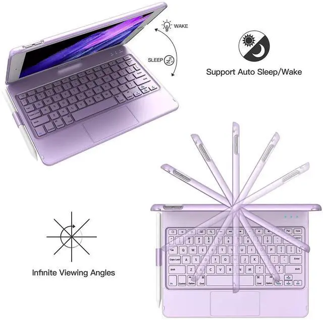 Alt view image 4 of 5 - TQQ Touchpad Keyboard Case for iPad 9th/8th/7th Generation 10.2 inch (Purple) Bundle with Stylus Pen for iPad Compatible with 2018-2023 Release (Purple)