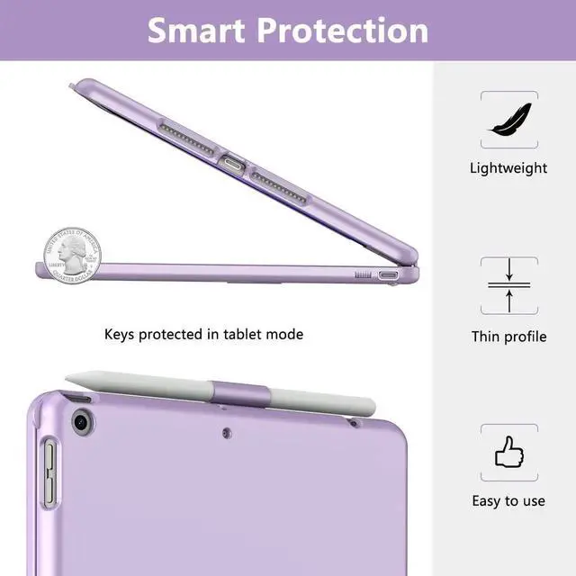 Alt view image 3 of 5 - TQQ Touchpad Keyboard Case for iPad 9th/8th/7th Generation 10.2 inch (Purple) Bundle with Stylus Pen for iPad Compatible with 2018-2023 Release (Purple)