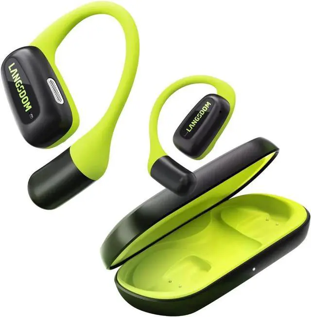 Main image of Langsdom Airfit Open Ear True Wireless Earbuds Bluetooth Headphones, Water Resistants, Ultra-Light, Premium Deep Bass with 24Hrs Play time, Ergonomic Design Secure fit for Worksout & Running, Green