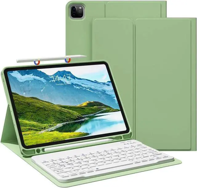 Main image of GKABXY Keyboard Case for iPad Pro 11 inch (4th/3rd/2nd/1st Gen) 2022/2021/2020/2018, Detachable Wireless Bluetooth Keyboard Case with Pencil Holder for iPad Pro 11", Auto Sleep/Wake (Matcha)