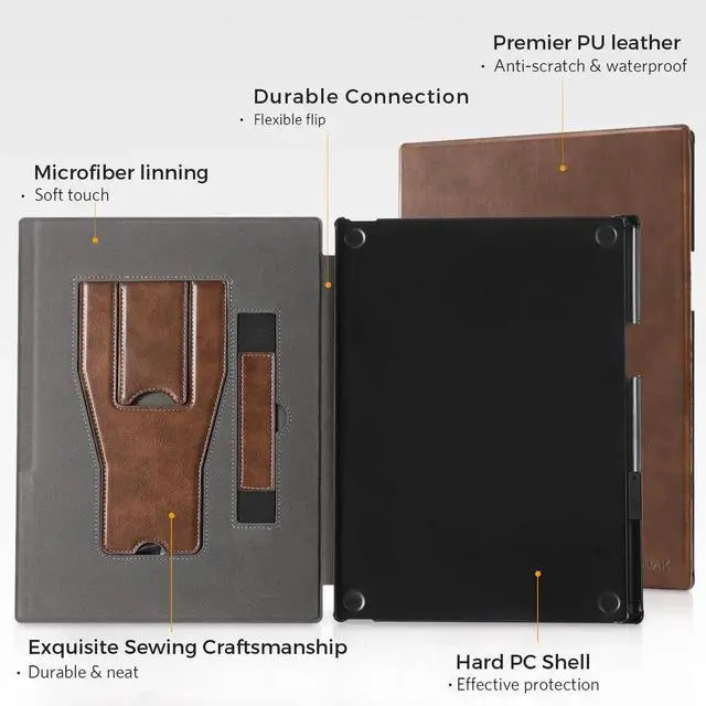 Alt view image 4 of 5 - CoBak Stand Case for Remarkable Paper Pro Tablet 11.8" with Hand Strap - Auto Sleep/Wake Folio Lightweight Protective Cover with Pen Holder and Nibs Holder for 11.8 inch 2024 Released Ver (Brown)