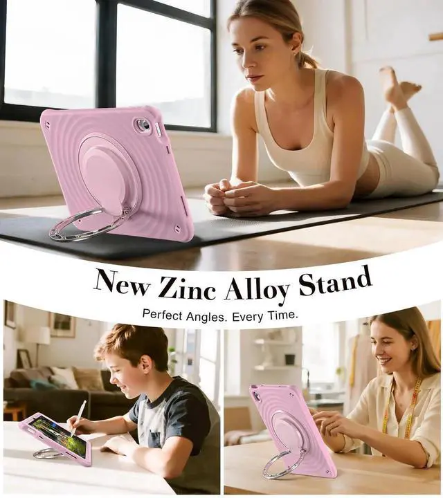 Alt view image 2 of 5 - BRAECN Ripple Case for iPad (A16)11th/10th Generation 11/10.9 inch 2025/2022 Zinc Alloy Handle Ring Stand Protective Heavy Duty Screen Protector 360°Rotating 180°Folding Shoulder Strap Full-Body Cover