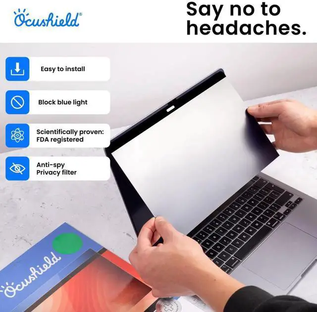Alt view image 4 of 5 - Ocushield for Macbook Air 11" - Magnetic Anti Blue Light Screen Protector For Apple Macbook Air 11" (2010-2015) - Anti Glare - Privacy Filter - Designed by Optometrists - 100 Day Easy Returns