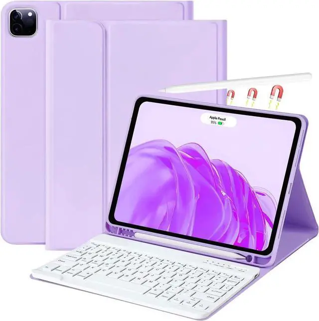 Main image of aMZCaSE for iPad Air 11 inch Case with Keyboard(M3/M2,2025/2024), iPad Pro 11 inch Air 5th 4th Generation Case with Keyboard, Detachable Folio Cover for iPad Pro 11 (4th/3rd/2nd/1st), Purple