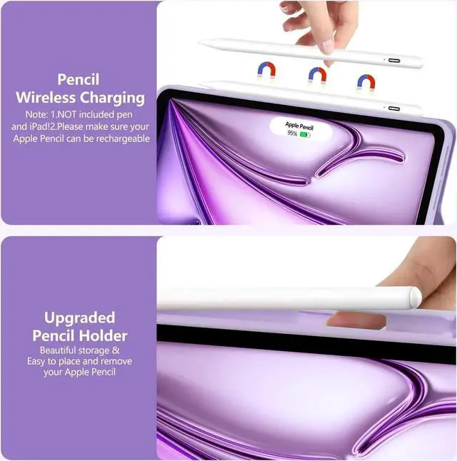 Alt view image 3 of 5 - aMZCaSE for iPad Air 11 inch Case with Keyboard(M3/M2,2025/2024), iPad Pro 11 inch Air 5th 4th Generation Case with Keyboard, Detachable Folio Cover for iPad Pro 11 (4th/3rd/2nd/1st), Purple