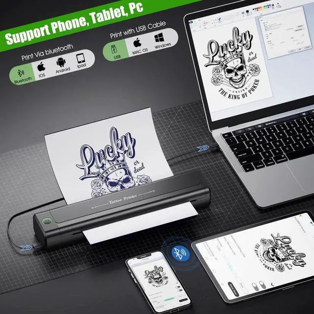 Alt view image 4 of 5 - BIOMASER H1 Tattoo Stencil Printer for Tattooing,Wireless Bluetooth Tattoo Printer Machine,Portable Thermal Printer Copier,10 Transfer Papers,Compatible with Smartphone & PC