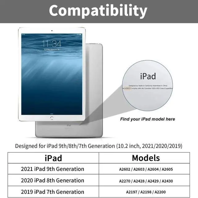 Alt view image 4 of 5 - Aoub Keyboard Case for iPad 9th/8th/7th Generation 10.2 inch, 7 Colors Backlit, Stand Folio Detachable Wireless Bluetooth Keyboard Cover Soft TPU Back Case for iPad 10.2 2021/2020/2019 - White