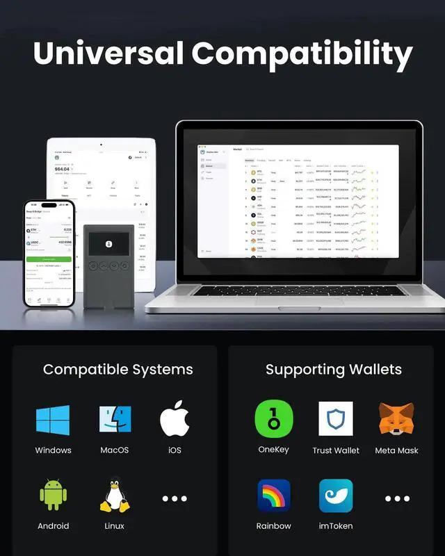 Alt view image 5 of 5 - OneKey Classic 1S - Hardware Crypto Wallet Cold Wallet - Bluetooth & NFT Support - EAL 6+ Top Security Cold Storage, Easily Manage Your Bitcoin, ETH, SOL, Doge, BNB, TRON, BCH, Kaspa