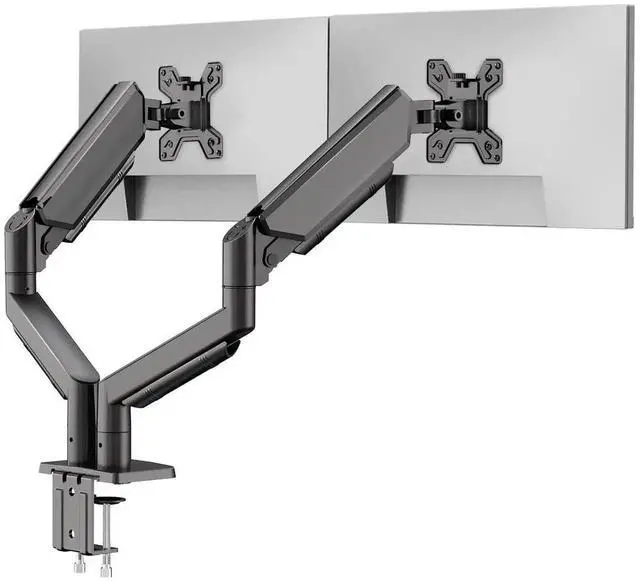 Main image of Dual Monitor Stand for 13 to 32 inch Screens, Gas Spring Monitor Arm with Swivel, Tilt, Rotation, Height Adjustable, Desk Mount with C-Clamp and Grommet Base, Each Arm Holds 4.4 to 19.8lbs Screen