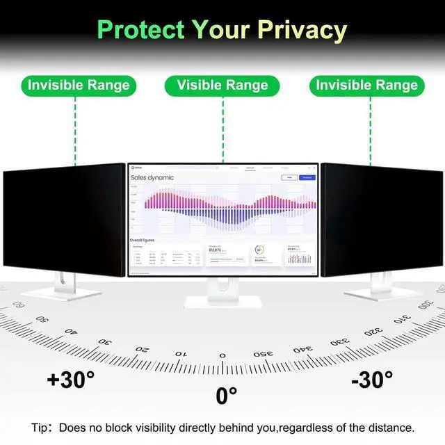 Alt view image 2 of 5 - Magnetic 23.8 Inch Monitor Privacy Screen for 16:9 Aspect Ratio Widescreen Computer, Anti Glare Blue Light Protector Shield Filter for Eyes, Removable Computer Monitor Privacy Screen 23.8 inch