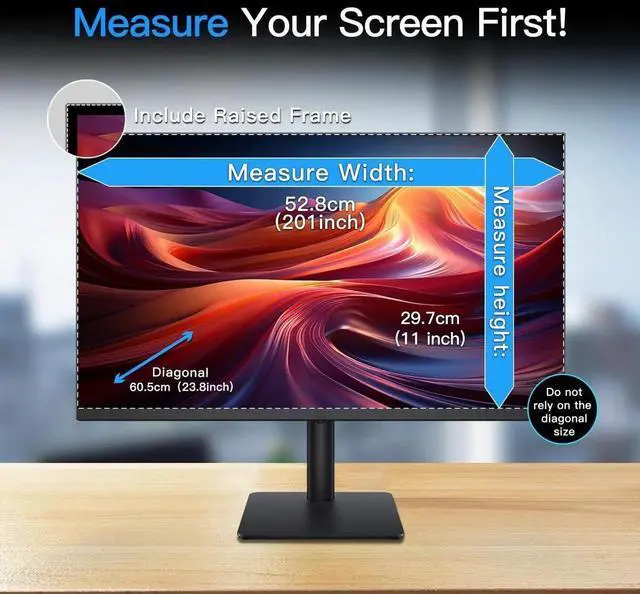 Alt view image 5 of 5 - Magnetic 23.8 Inch Monitor Privacy Screen for 16:9 Aspect Ratio Widescreen Computer, Anti Glare Blue Light Protector Shield Filter for Eyes, Removable Computer Monitor Privacy Screen 23.8 inch