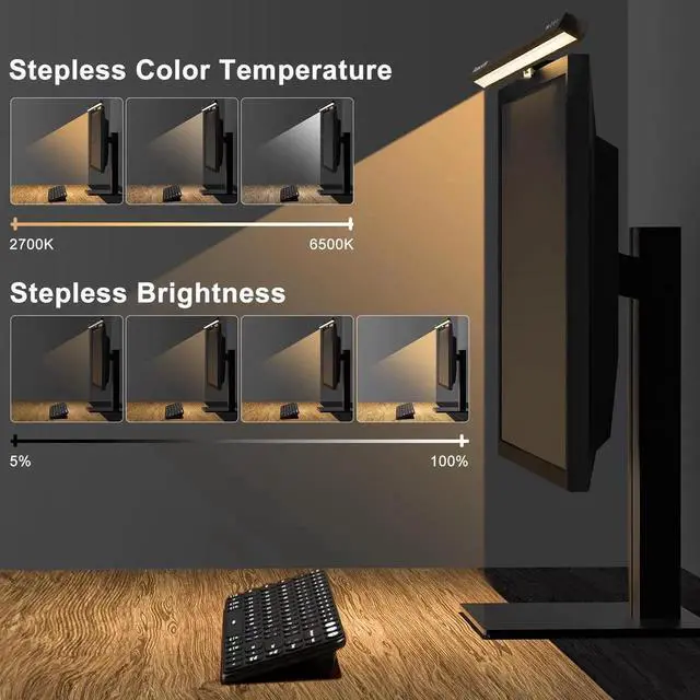 Alt view image 3 of 5 - Funlicht Computer Monitor Light Bar, Auto On/Off Screen Monitor Lamp for Eye Caring, Motion Sensing Desk Lamp with Touch Control, No Screen Glare Space Saving Desk/Office/Home/Game