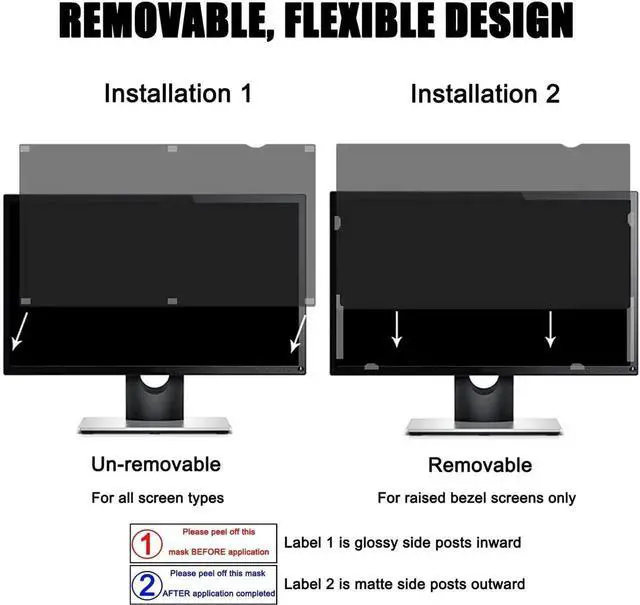Alt view image 4 of 5 - TYLGDSGS 27.5 Inch Privacy Screen for Monitor,Anti-Glare Blue Light & Privacy Filters,Removable Anti-Spy Data Security Private Shield,Removable and Easy to Install,16:10 Widescreen Monitor(610X340mm)