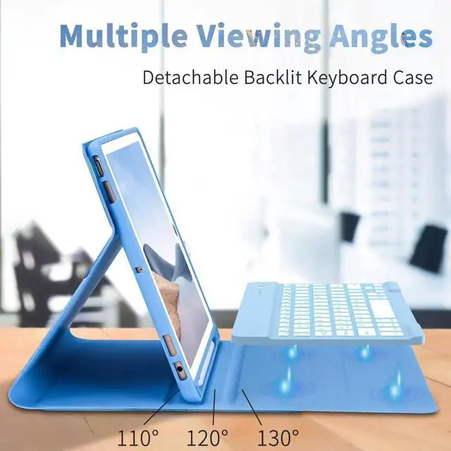 Alt view image 2 of 5 - FUWANG Keyboard Case for iPad 9th 8th 7th Generation 10.2 inch, Detachable 7 Colors Backlit for iPad 9th Generation Case with Keyboard, Keyboard Case for iPad Pro 10.5"/Air 3rd Gen, with Pencil Holder