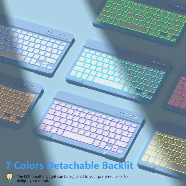 Alt view image 3 of 5 - FUWANG Keyboard Case for iPad 9th 8th 7th Generation 10.2 inch, Detachable 7 Colors Backlit for iPad 9th Generation Case with Keyboard, Keyboard Case for iPad Pro 10.5"/Air 3rd Gen, with Pencil Holder