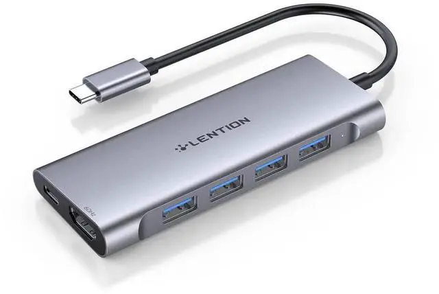Main image of LENTION USB C Hub with 4K HDMI Output(4K@60Hz), 4 USB 3.0, Type C Charging Dongle Compatible 2023-2016 MacBook Pro, New Mac Air, Steamdeck, Type C Devices, Stable Driver Adapter (CB-C35sH, Space Gray)