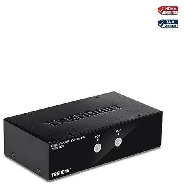 Alt view image 5 of 5 - TRENDnet 2-Port Monitor DisplayPort KVM Switch with Audio, 2-Port USB 2.0 Hub, Supports 4K UHD 3840 x 2160 @ 60Hz, DisplayPort 1.2, Black, TK-241DP