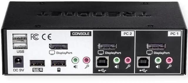 Alt view image 2 of 5 - TRENDnet 2-Port Monitor DisplayPort KVM Switch with Audio, 2-Port USB 2.0 Hub, Supports 4K UHD 3840 x 2160 @ 60Hz, DisplayPort 1.2, Black, TK-241DP