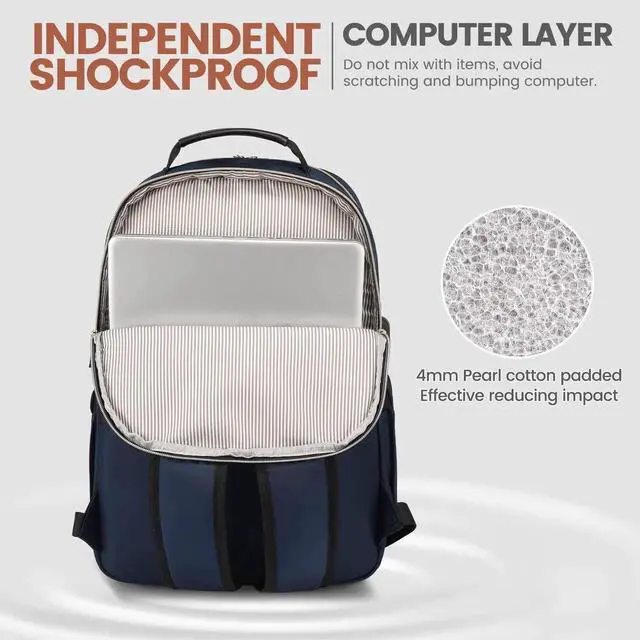 Alt view image 2 of 5 - LOVEVOOK Laptop Backpack for Women 15.6 inch,Cute Womens Travel Backpack Purse,Professional Laptop Computer Bag,Waterproof Work Business College Teacher Bags Carry on Backpack with USB Port,Navy Blue