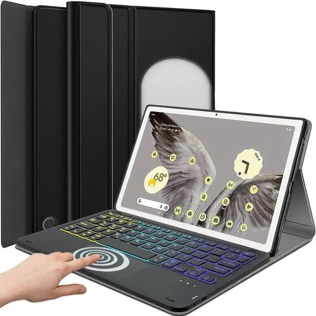 Main image of Backlit Touchpad Keyboard Case for Google Pixel Tablet 11 Inch 2023, DKAHOEE 3-Zone Backlight Detachable Wireless Keyboard with Slim PU Leather Protective Case for 11 2023 Release Google Pixel Tablet