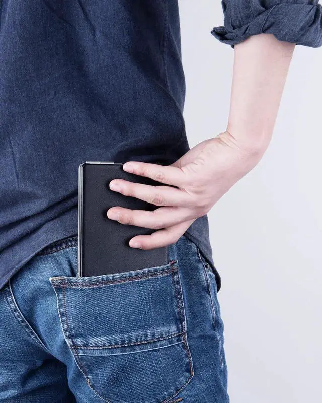 Alt view image 5 of 5 - Samsers Foldable Bluetooth Keyboard - Portable Wireless Keyboard with Stand Holder, Rechargeable Full Size Ultra Slim Folding Keyboards Compatible IOS Android Windows Smartphone Tablet & Laptop-Silver